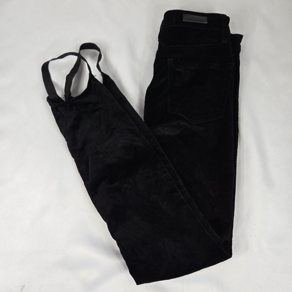 Stone Row Stirrup Leggings Velvet High Waist Black‎ Pants Size 26 - Picture 1 of 14